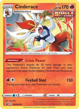 'Pokemon - 'Cinderace SWSH278  - Holofoil SWSH Sword & Shield Promo Cards - Promo