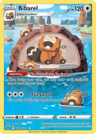 'Pokemon - 'Bibarel GG25/GG70  - Holofoil Crown Zenith Galarian Gallery - Ultra Rare