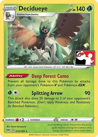 'Pokemon - 'Decidueye 013  Prize Pack Series Cards - Rare