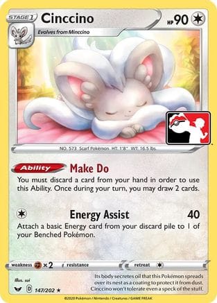 'Pokemon - 'Cinccino 147  Prize Pack Series Cards - Rare