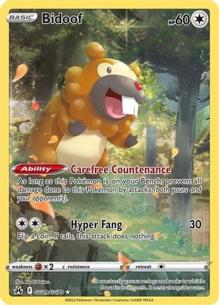 'Pokemon - 'Bidoof GG29/GG70  - Holofoil Crown Zenith Galarian Gallery - Ultra Rare