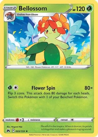 'Pokemon - 'Bellossom 003/159  - Reverse Holofoil Crown Zenith - Rare