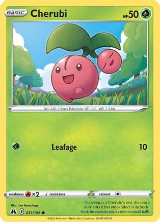 'Pokemon - 'Cherubi 011/159  - Reverse Holofoil Crown Zenith - Common