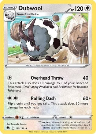 'Pokemon - 'Dubwool 122/159  Crown Zenith - Rare