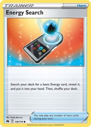 'Pokemon - 'Energy Search 128/159  - Reverse Holofoil Crown Zenith - Common