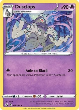 'Pokemon - 'Dusclops 063/159  Crown Zenith - Uncommon