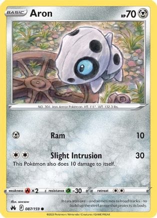 'Pokemon - 'Aron 087/159  - Reverse Holofoil Crown Zenith - Common