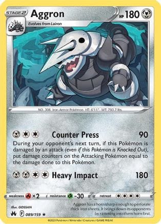 'Pokemon - 'Aggron 089/159  - Reverse Holofoil Crown Zenith - Holo Rare