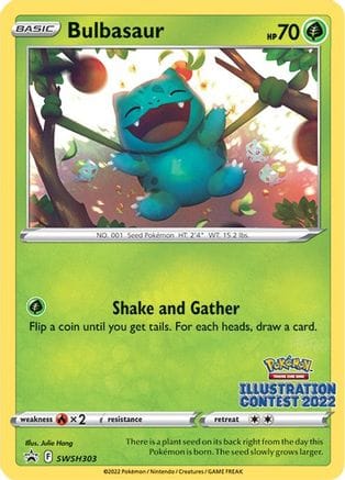 'Pokemon - 'Bulbasaur (Illustration Contest 2022) SWSH303  SWSH Sword & Shield Promo Cards - Promo