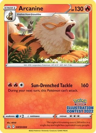 'Pokemon - 'Arcanine (Illustration Contest 2022) SWSH304  SWSH Sword & Shield Promo Cards - Promo