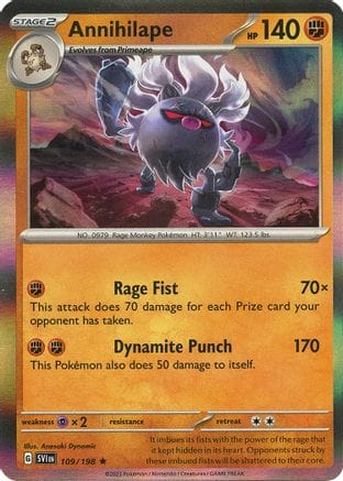 'Pokemon - 'Annihilape 109/198  - Reverse Holofoil SV01 Scarlet & Violet Base Set - Rare