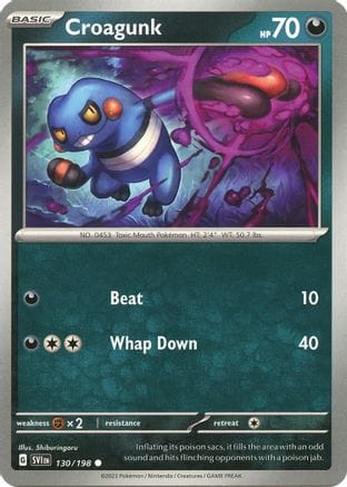 'Pokemon - 'Croagunk 130/198  - Reverse Holofoil SV01 Scarlet & Violet Base Set - Common