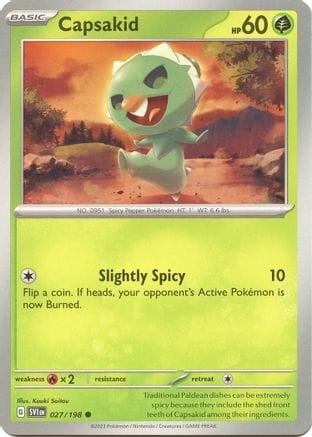 'Pokemon - 'Capsakid 027/198  - Reverse Holofoil SV01 Scarlet & Violet Base Set - Common