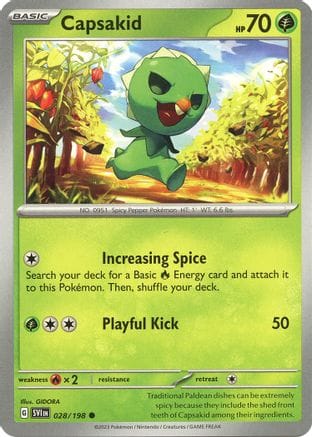 'Pokemon - 'Capsakid 028/198  - Reverse Holofoil SV01 Scarlet & Violet Base Set - Common