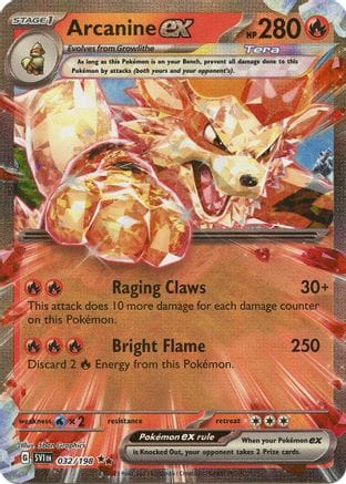 'Pokemon - 'Arcanine ex 032/198  - Holofoil SV01 Scarlet & Violet Base Set - Double Rare