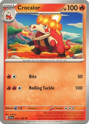 'Pokemon - 'Crocalor 037/198  - Reverse Holofoil SV01 Scarlet & Violet Base Set - Uncommon