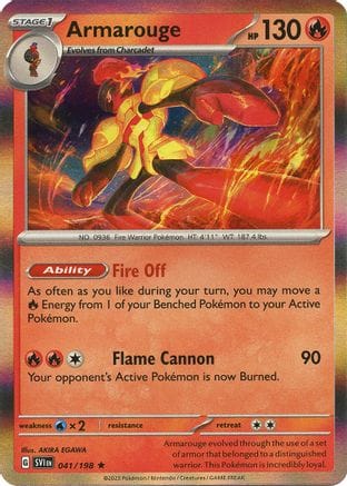 'Pokemon - 'Armarouge 041/198  - Reverse Holofoil SV01 Scarlet & Violet Base Set - Rare