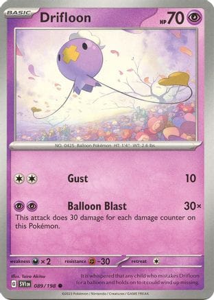 'Pokemon - 'Drifloon 089/198  - Reverse Holofoil SV01 Scarlet & Violet Base Set - Common