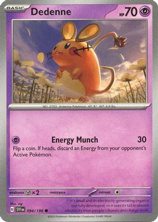 'Pokemon - 'Dedenne 094/198  - Reverse Holofoil SV01 Scarlet & Violet Base Set - Common