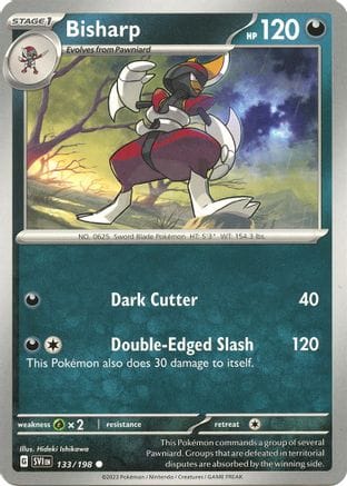'Pokemon - 'Bisharp 133/198  - Reverse Holofoil SV01 Scarlet & Violet Base Set - Common