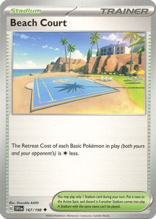 'Pokemon - 'Beach Court 167/198  - Reverse Holofoil SV01 Scarlet & Violet Base Set - Uncommon