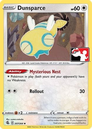 'Pokemon - 'Dunsparce 207  Prize Pack Series Cards - Uncommon
