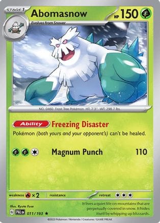 'Pokemon - 'Abomasnow 011/193  - Reverse Holofoil SV02 Paldea Evolved - Rare