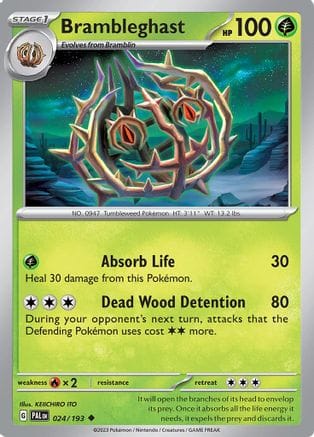 'Pokemon - 'Brambleghast 024/193  - Reverse Holofoil SV02 Paldea Evolved - Uncommon