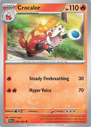 'Pokemon - 'Crocalor 036/193  SV02 Paldea Evolved - Uncommon