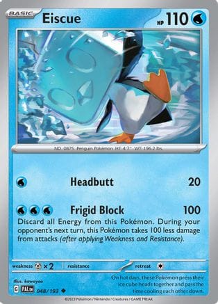 'Pokemon - 'Eiscue 048/193  - Reverse Holofoil SV02 Paldea Evolved - Uncommon