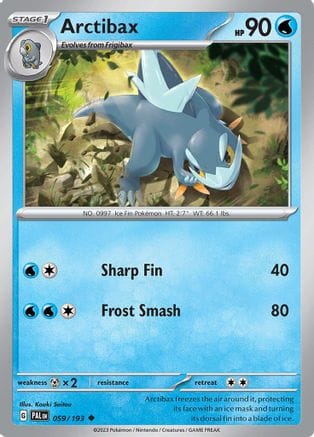 'Pokemon - 'Arctibax 059/193  - Reverse Holofoil SV02 Paldea Evolved - Uncommon