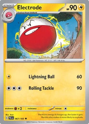 'Pokemon - 'Electrode 067/193  SV02 Paldea Evolved - Uncommon