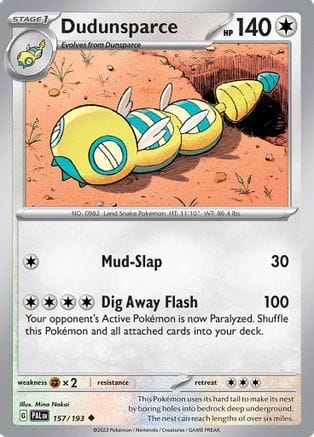 'Pokemon - 'Dudunsparce 157/193  - Reverse Holofoil SV02 Paldea Evolved - Uncommon