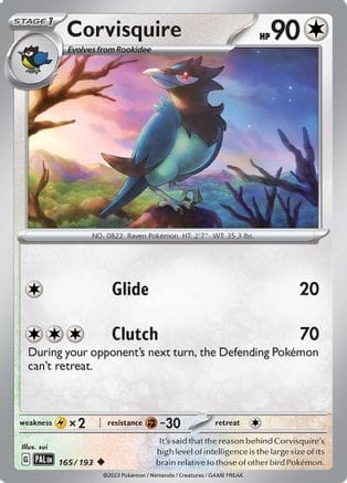 'Pokemon - 'Corvisquire 165/193  - Reverse Holofoil SV02 Paldea Evolved - Uncommon