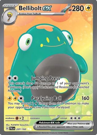 'Pokemon - 'Bellibolt ex 237/193  - Holofoil SV02 Paldea Evolved - Ultra Rare