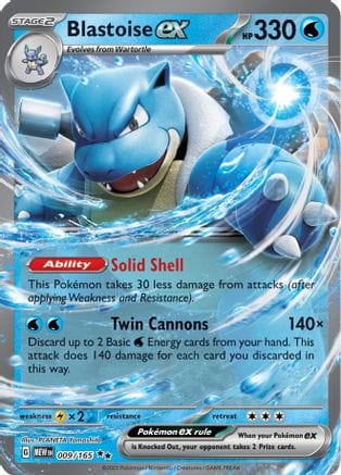 'Pokemon - 'Blastoise ex 009/165  - Holofoil SV Scarlet & Violet 151 - Double Rare