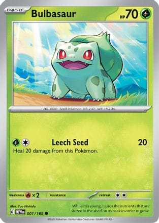 'Pokemon - 'Bulbasaur 001/165  - Reverse Holofoil SV Scarlet & Violet 151 - Common
