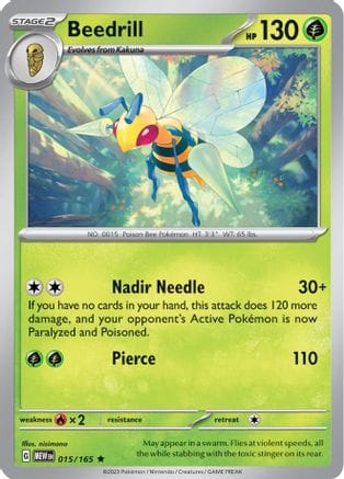 'Pokemon - 'Beedrill 015/165  - Holofoil SV Scarlet & Violet 151 - Rare