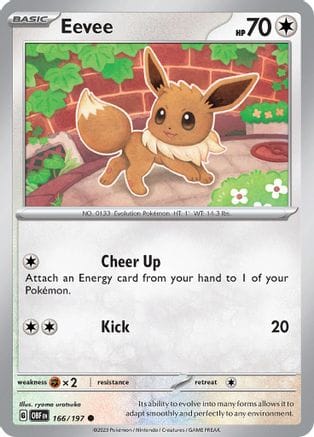 'Pokemon - 'Eevee 166/197  SV03 Obsidian Flames - Common