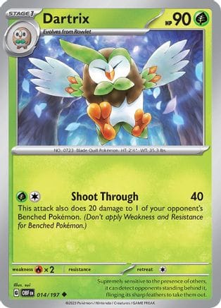 'Pokemon - 'Dartrix 014/197  SV03 Obsidian Flames - Uncommon