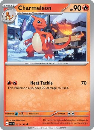'Pokemon - 'Charmeleon 027/197  - Reverse Holofoil SV03 Obsidian Flames - Uncommon