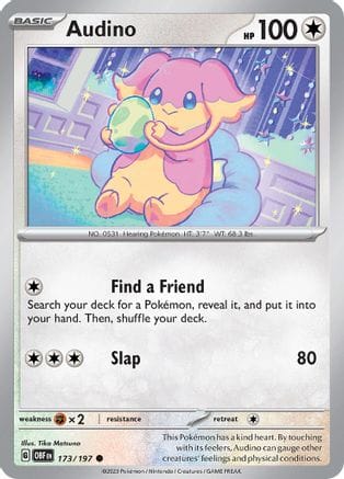 'Pokemon - 'Audino 173/197  - Reverse Holofoil SV03 Obsidian Flames - Common