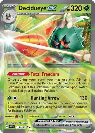 'Pokemon - 'Decidueye ex 015/197  - Holofoil SV03 Obsidian Flames - Double Rare