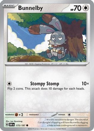'Pokemon - 'Bunnelby 175/197  - Reverse Holofoil SV03 Obsidian Flames - Common
