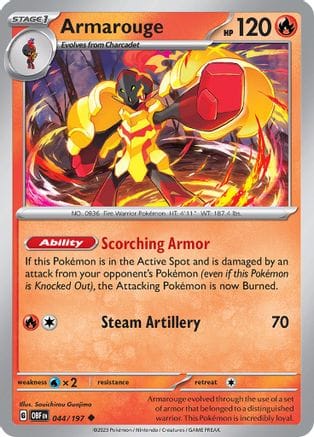 'Pokemon - 'Armarouge 044/197  - Reverse Holofoil SV03 Obsidian Flames - Uncommon