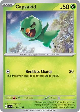 'Pokemon - 'Capsakid 023/197  - Reverse Holofoil SV03 Obsidian Flames - Common