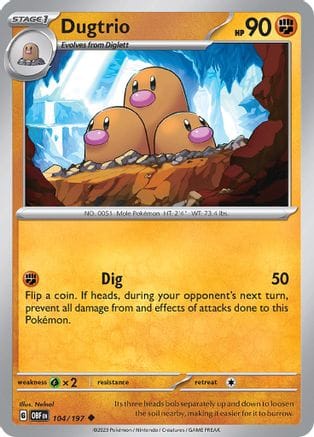 'Pokemon - 'Dugtrio 104/197  SV03 Obsidian Flames - Uncommon