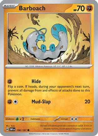 'Pokemon - 'Barboach 108/197  - Reverse Holofoil SV03 Obsidian Flames - Common