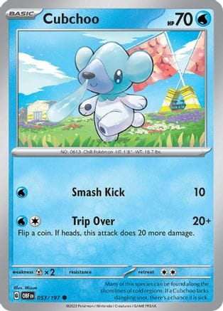 'Pokemon - 'Cubchoo 053/197  SV03 Obsidian Flames - Common