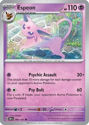 'Pokemon - 'Espeon 086/197  SV03 Obsidian Flames - Uncommon